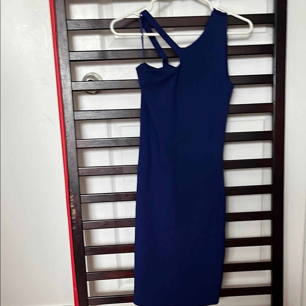 AQ/AQ Blue Asymmetrical Cut Out Bodycon Dress